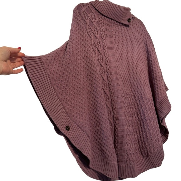 Talbots woman Lambswool blend lavender purple cable knit poncho sweater XL - Picture 7 of 11